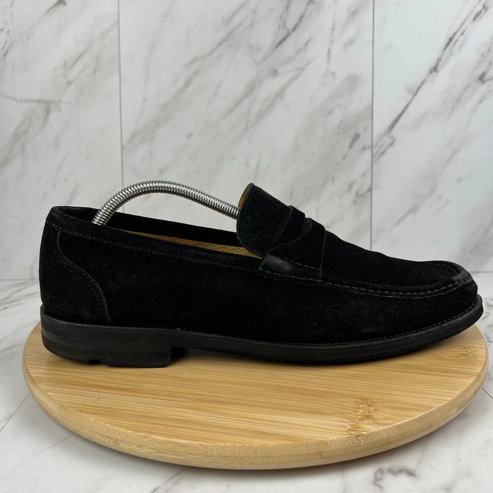 Magnanni Mens Size 11.5 M Black Suede Slip On Penny Loafers Dress Shoes 17279